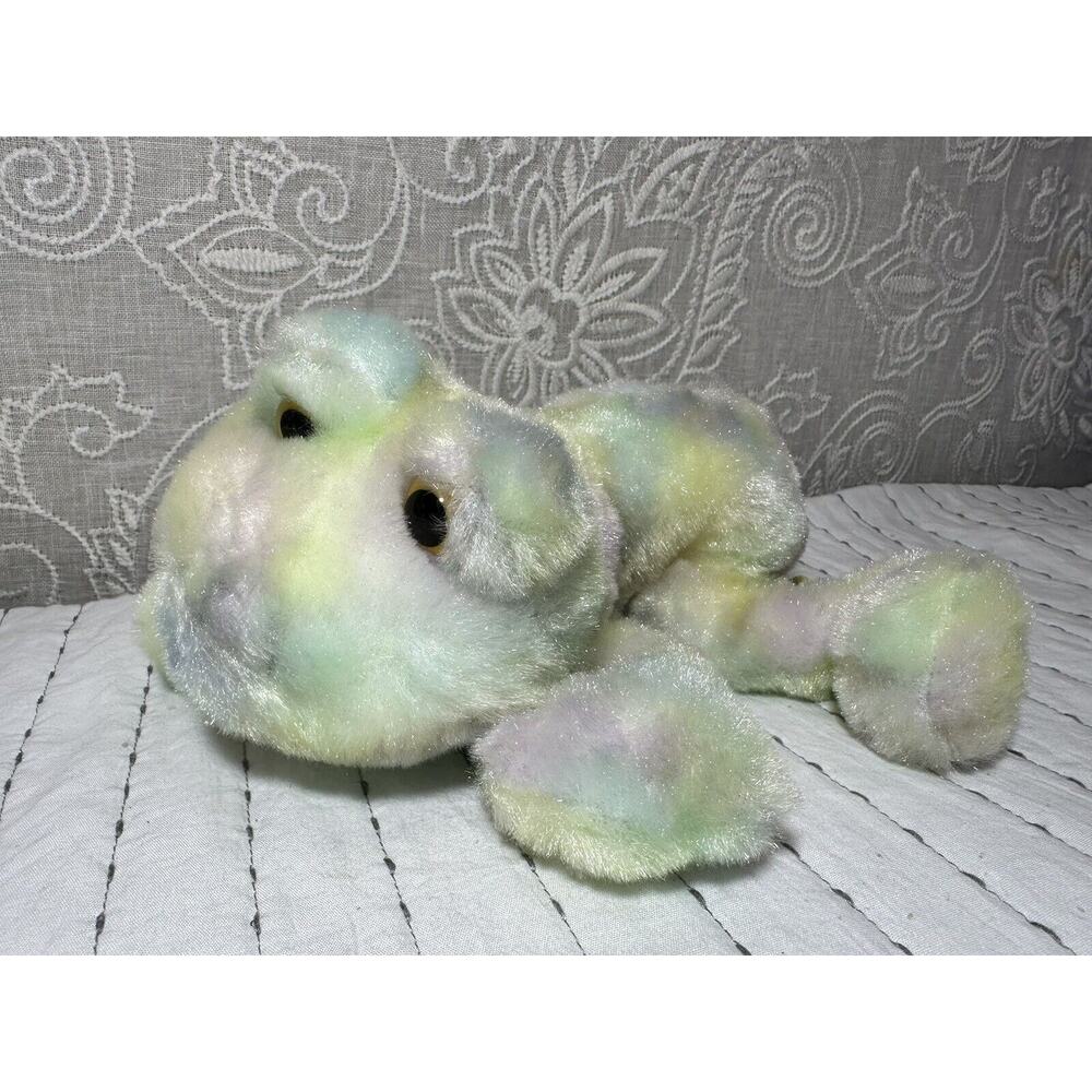 Target Plush Floppy Laying Frog 10” Bean Pastel Tie Dye Stuffed 10” Green Purple